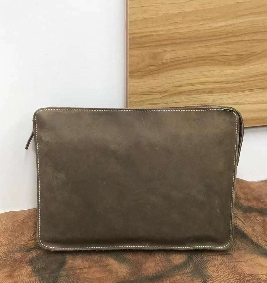 Genuine Leather Men's Vintage Clutch Bag Handheld woyaza