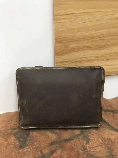 Retro Style Leather Men's Handheld Pouch woyaza