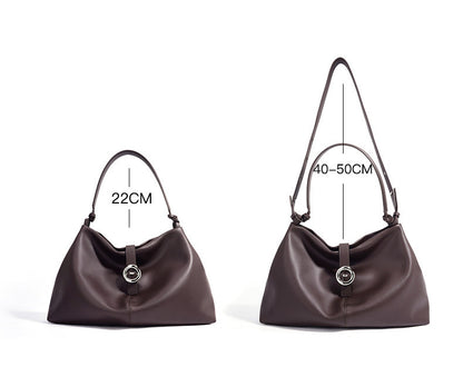 Fashionable Large Capacity Soft Leather Shoulder Handbag for Commuters