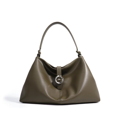 Spacious Commuter Shoulder Bag in Soft Leather for Women