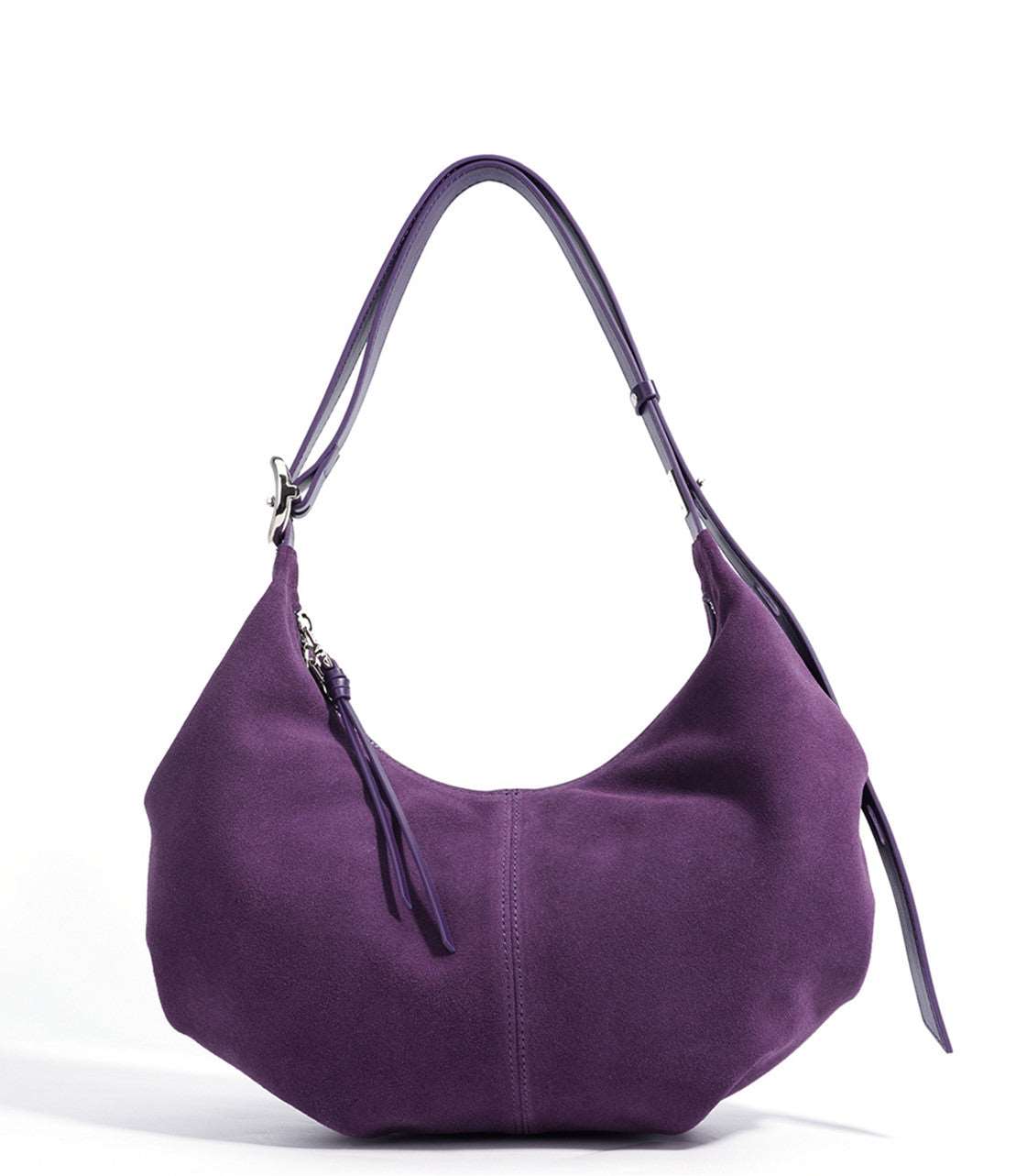 Soft Genuine Leather Suede Crescent-Shaped Shoulder and Crossbody Bag for Women