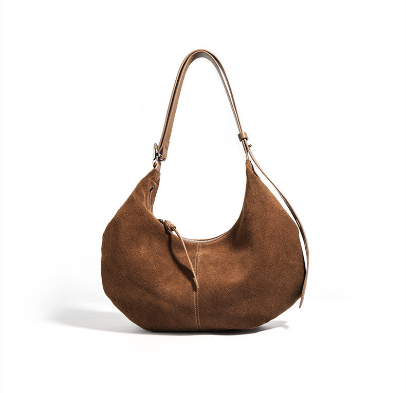 Genuine Leather Crescent-Shaped Purse for Women