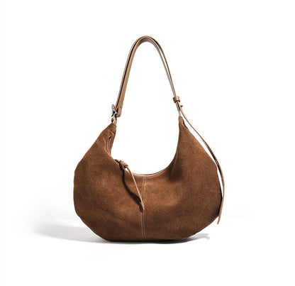 Genuine Leather Crescent-Shaped Purse for Women