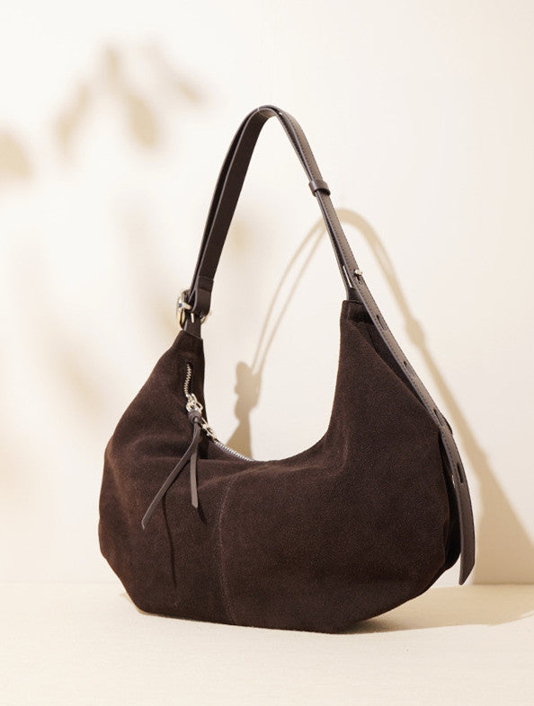 High-Quality Suede Leather Shoulder Bag for Women with Crossbody and Handheld Options