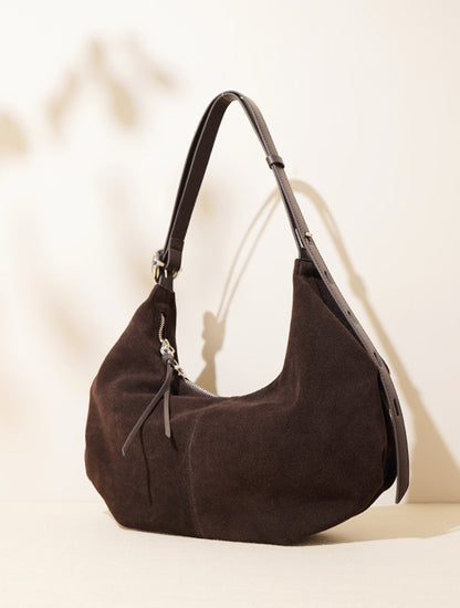 High-Quality Suede Leather Shoulder Bag for Women with Crossbody and Handheld Options