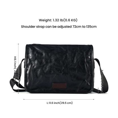 Vintage-inspired Leather Shoulder Bag for Men woyaza