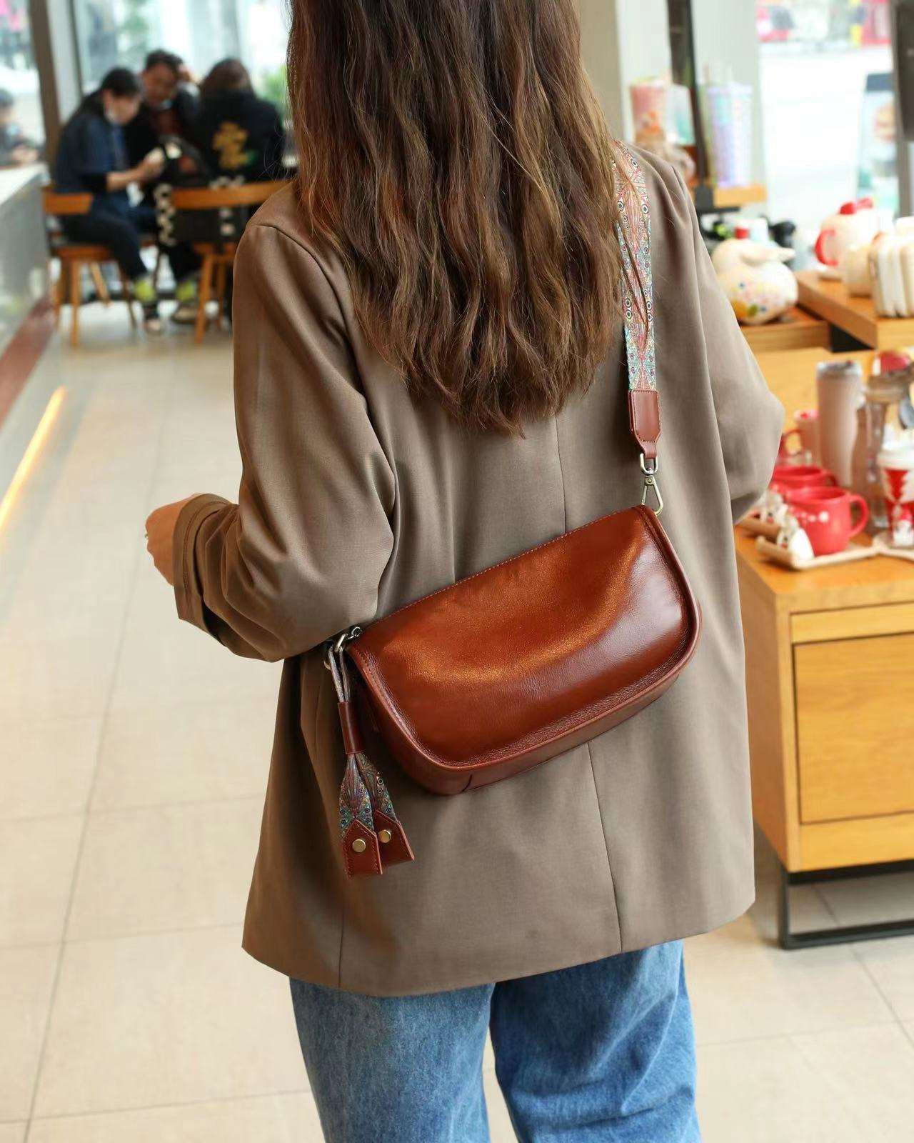 Luxury Women's Genuine Leather Crossbody Bag Soft Leather Shoulder Purse woyaza