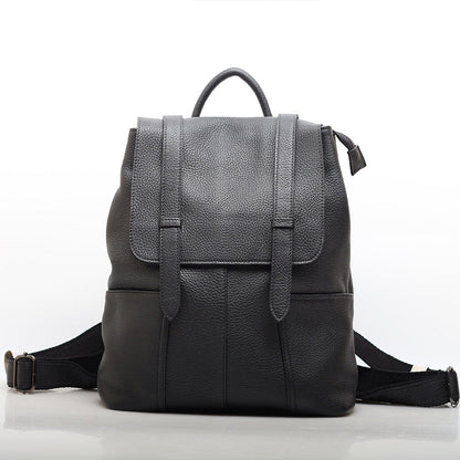 Classic Leather School Backpack with Top Handle woyaza
