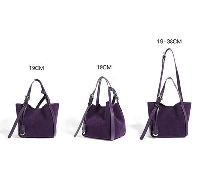 Women’s Suede Leather Tote Bag, Multi-Functional Work and Casual Use