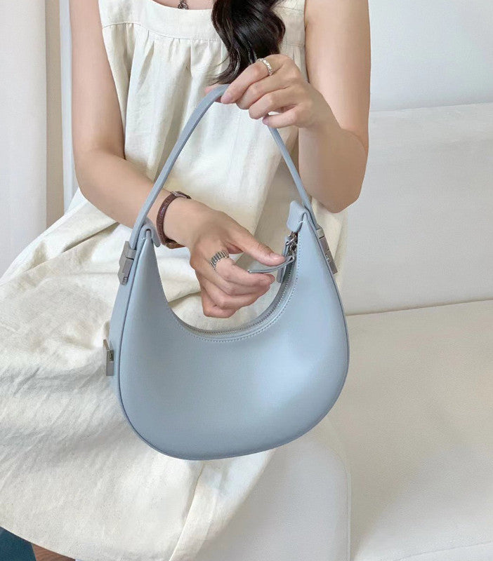Fashionable Semi-Circular Leather Handbag Woyaza