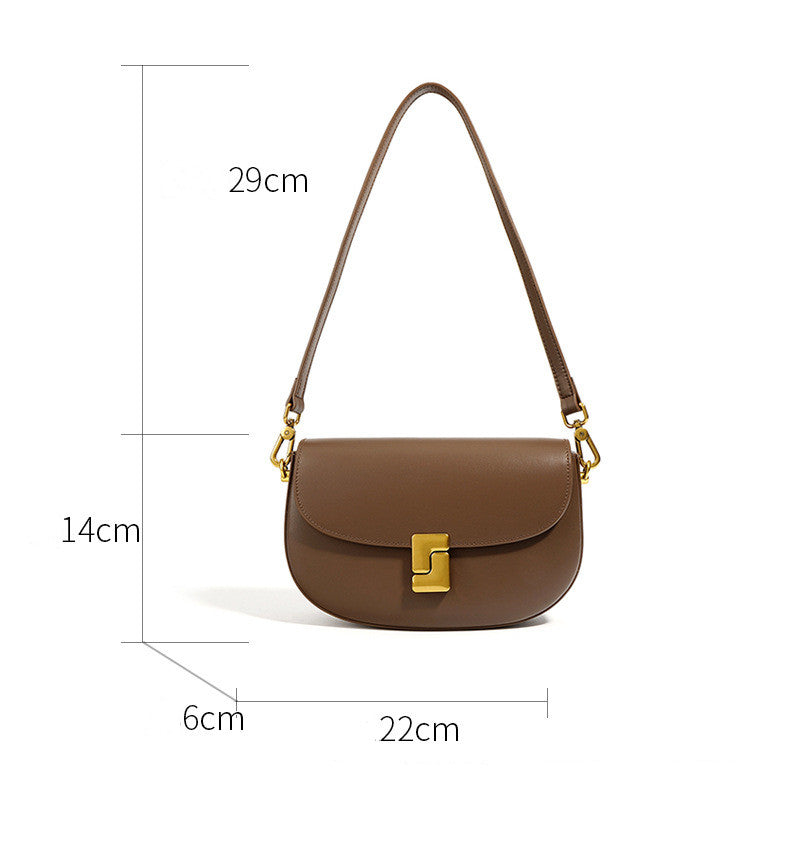 Fashionable Genuine Leather Saddle Bag for Women with Shoulder and Crossbody Options