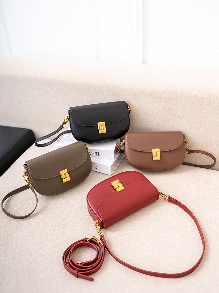 Elegant Soft Leather Saddle Bag for Women That Can Be Carried or Worn Crossbody