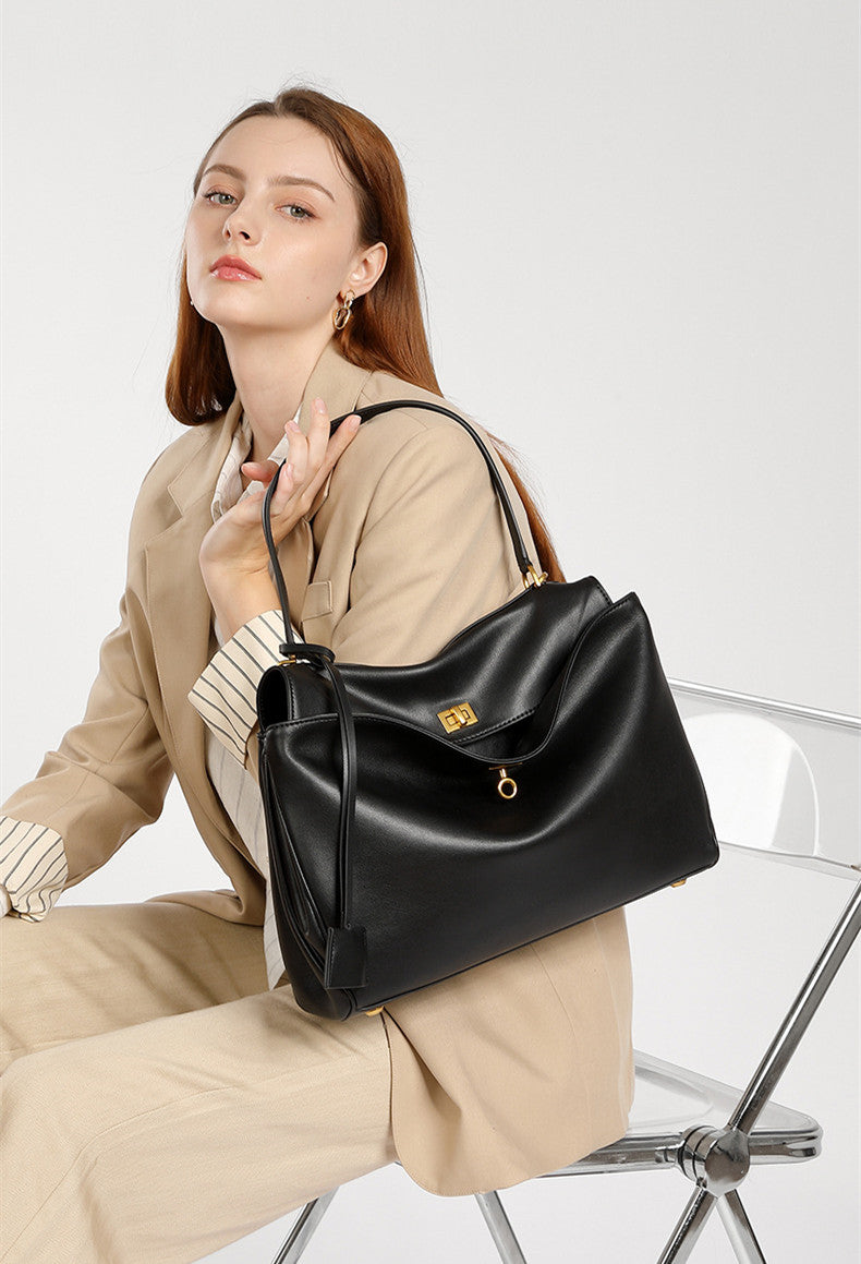 Soft Leather Tote Bag for Professional Women