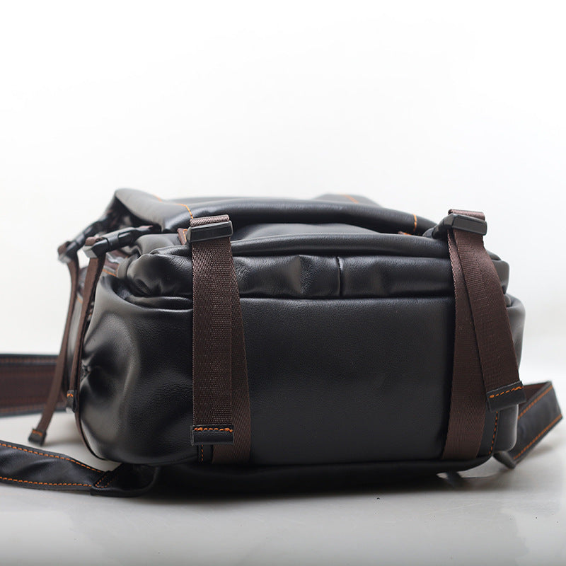 Vintage Style Leather Backpack with Computer Compartment for Men woyaza