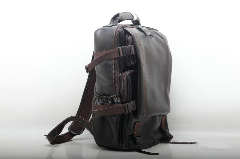 Stylish Leather College Backpack with Laptop Compartment woyaza