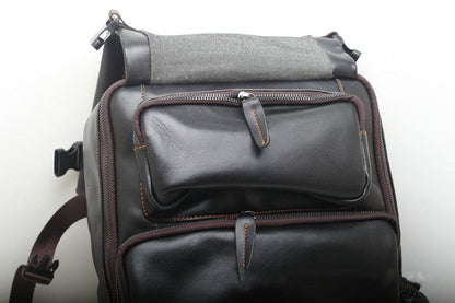 Vintage Leather Daypack with Laptop Compartment for Men woyaza
