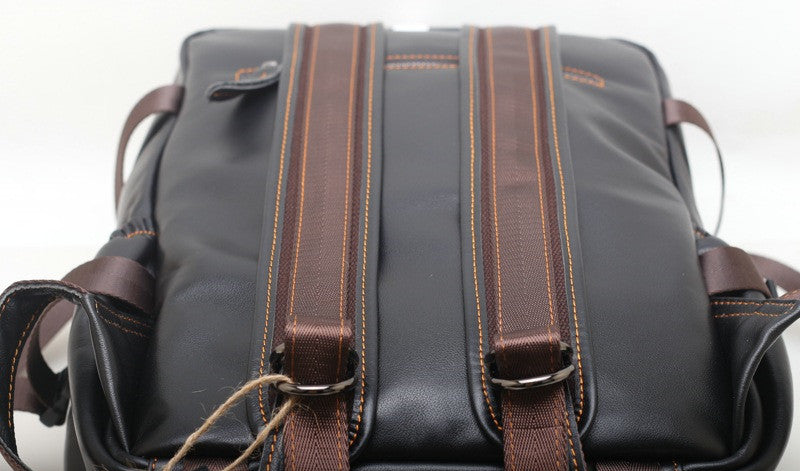 Classic Leather Rucksack with Computer Compartment for Men woyaza