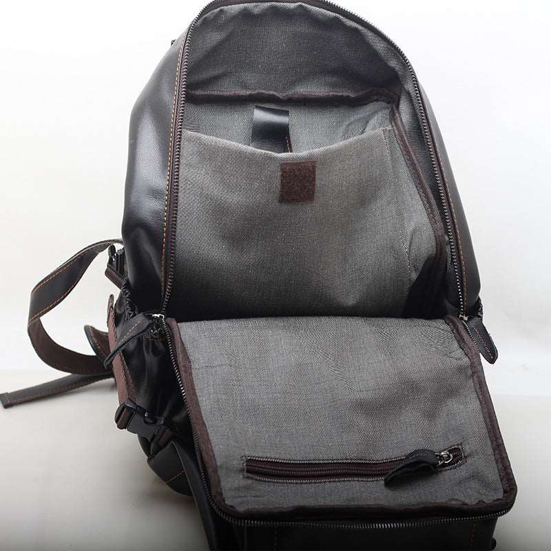 Premium Leather School Backpack with Laptop Sleeve for Men woyaza