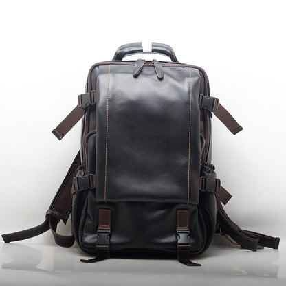 Vintage Inspired Leather Backpack with Laptop Compartment for Men woyaza