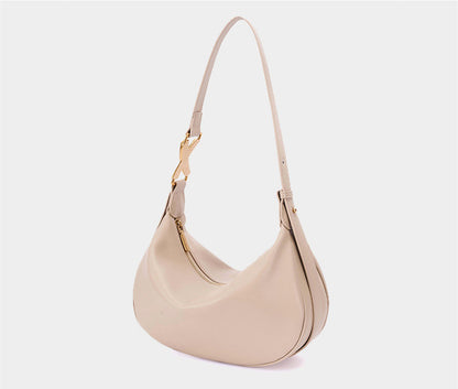 Refined Leather Women's Half-Crescent Shoulder Bag woyaza