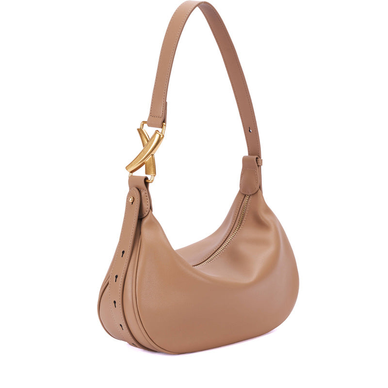 Premium Genuine Leather Women's Curved Shoulder Bag woyaza