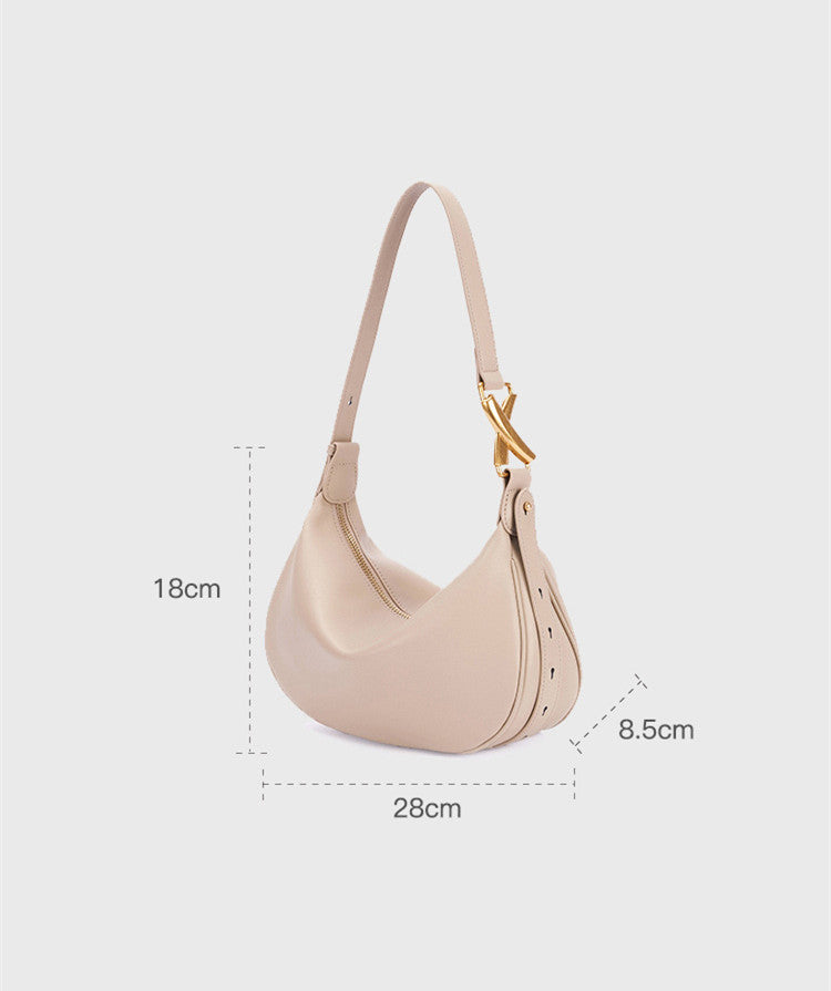 Stylishly Crafted Leather Women's Crescent Shoulder Bag woyaza