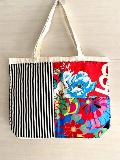 Large Capacity Handmade Canvas Bag for Shoulder and Hand Carry