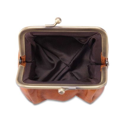 Sophisticated Leather Coin Pouch Clasp Design woyaza