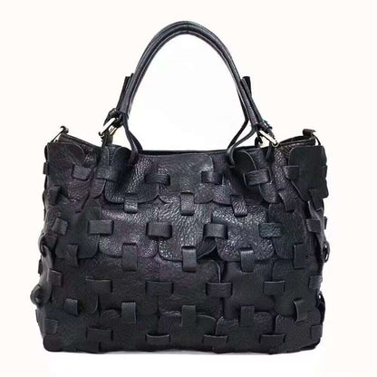 Stylish Handwoven Leather Tote Bag Woyaza