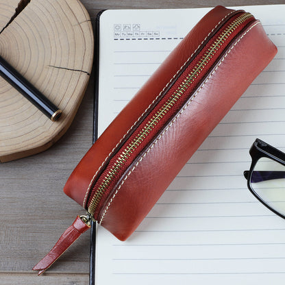 Elegant Leather Eyeglass Cover Pen Holder woyaza