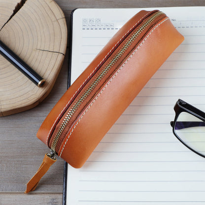 Leather Vintage Eyeglass Case Pen Pouch woyaza