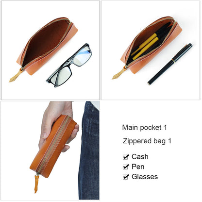 Traditional Leather Eyewear Case Pencil Holder woyaza