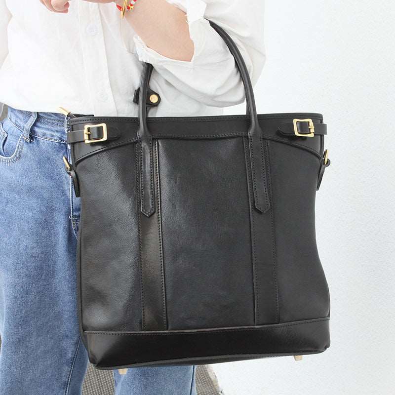 Vintage Inspired Leather Tote Bag woyaza