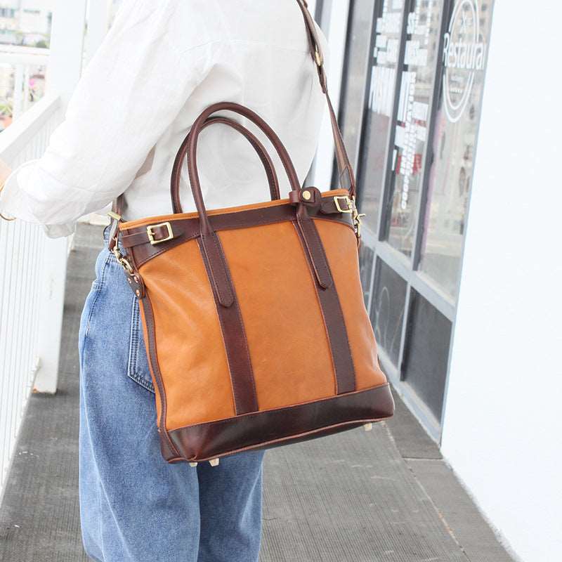 Elegant Retro Leather Tote woyaza