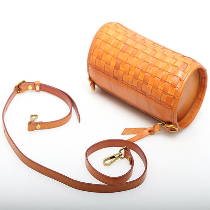 Handmade Leather Circular Crossbody Satchel Woyaza