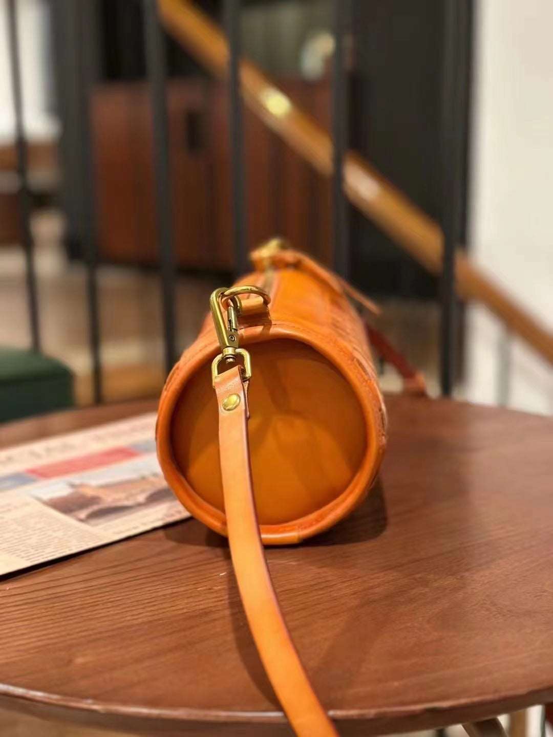 Retro Leather Circular Crossbody Bag for Women Woyaza