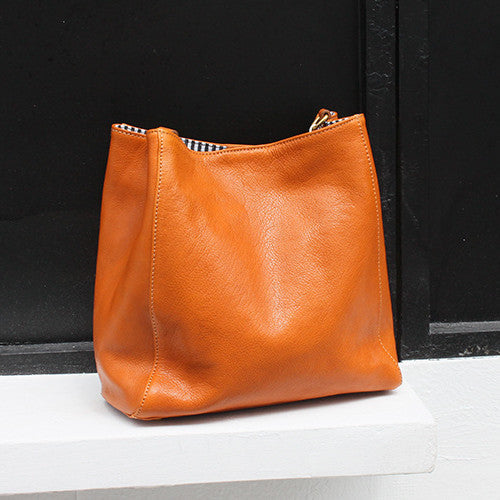 Sleek Genuine Leather Tote Handbag Woyaza