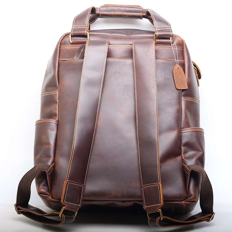 High-Quality Retro Leather Backpack for Men Large Capacity Woyaza