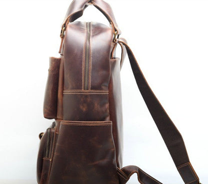 Stylish Vintage Leather Backpack for Men with Laptop Compartment Woyaza