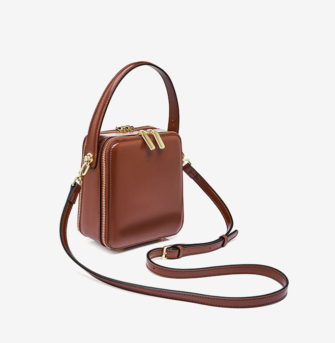 Chic Square Handheld Leather Bag