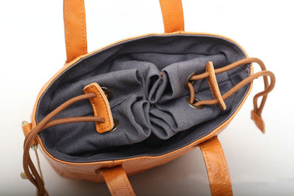 Stylish Handcrafted Leather Bucket Bag Exquisite Woyaza