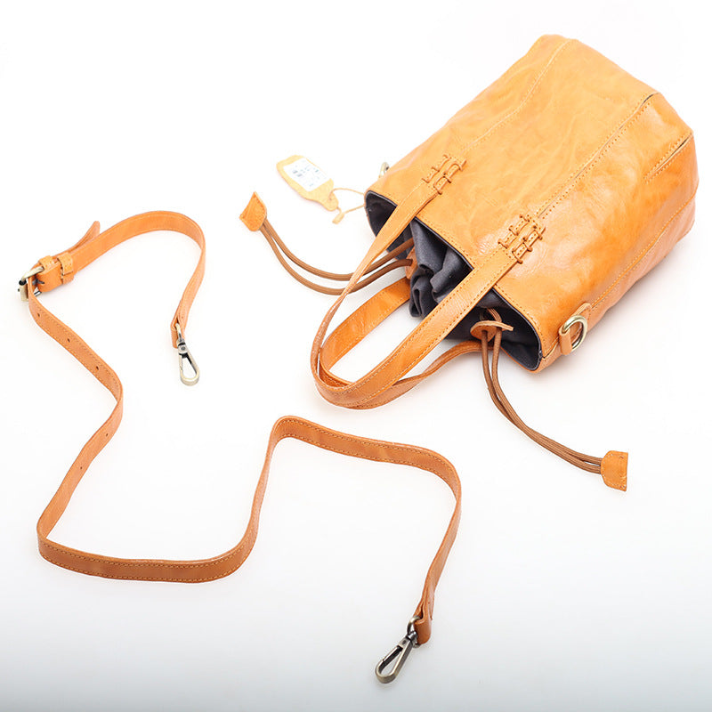 Handmade Leather Bucket Bag Sophisticated Woyaza