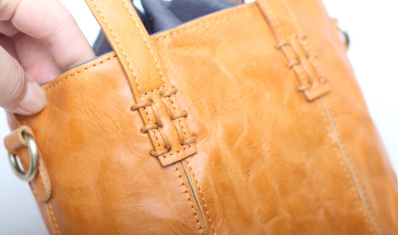 High-Quality Leather Bucket Handbag Designer Woyaza
