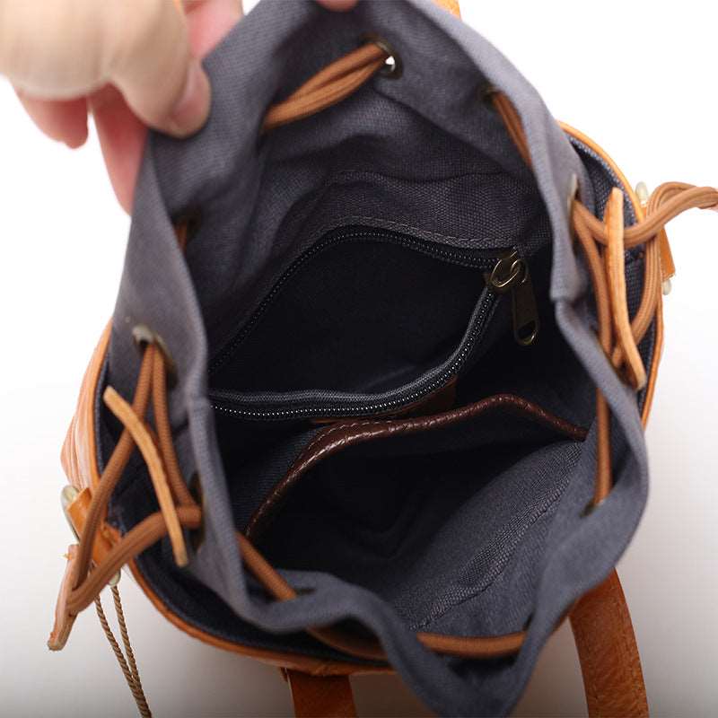 Fashionable Leather Drawstring Bucket Bag Premium Woyaza