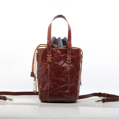 Exquisite Handcrafted Leather Bucket Bag Vintage Woyaza
