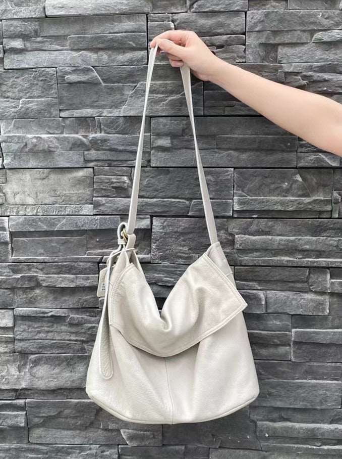 Soft Leather Shoulder Bag with Retro Design Woyaza