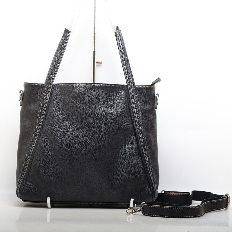 Premium Vintage Leather Ladies' Big Capacity Work Tote Bag woyaza