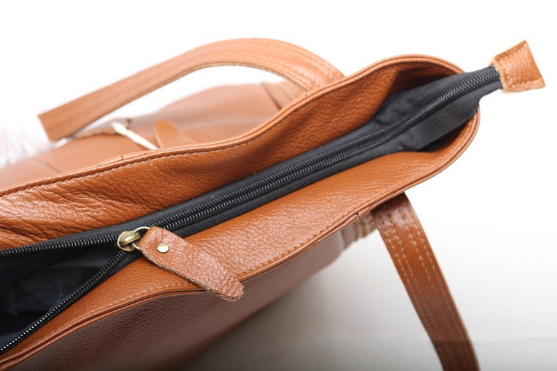 Luxury Vintage Leather Ladies' Big Capacity Work Handbag woyaza
