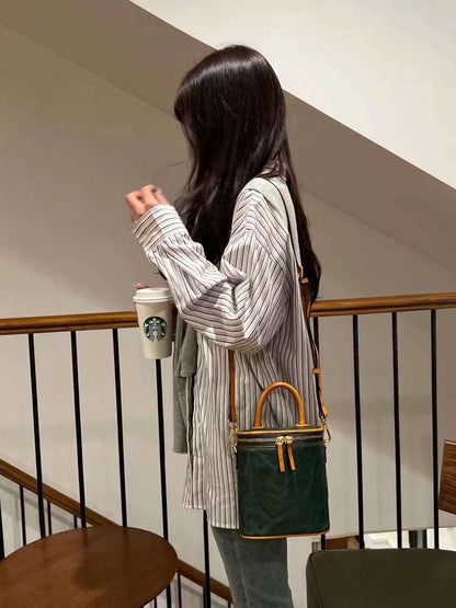 Classic Leather Bucket Handbag Woyaza