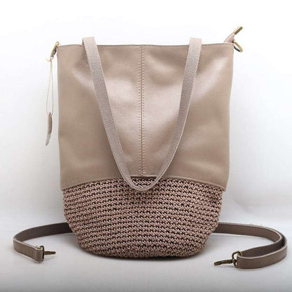 High-Quality Genuine Leather Bucket Bag Women Woyaza